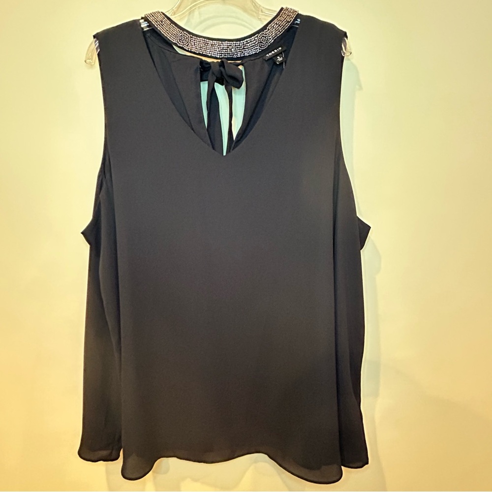 Torrid Black Georgette Embellished Choker Tank